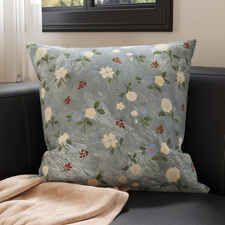 Botanical Microfiber Suede Throw Pillow Cover with Hidden Zipper