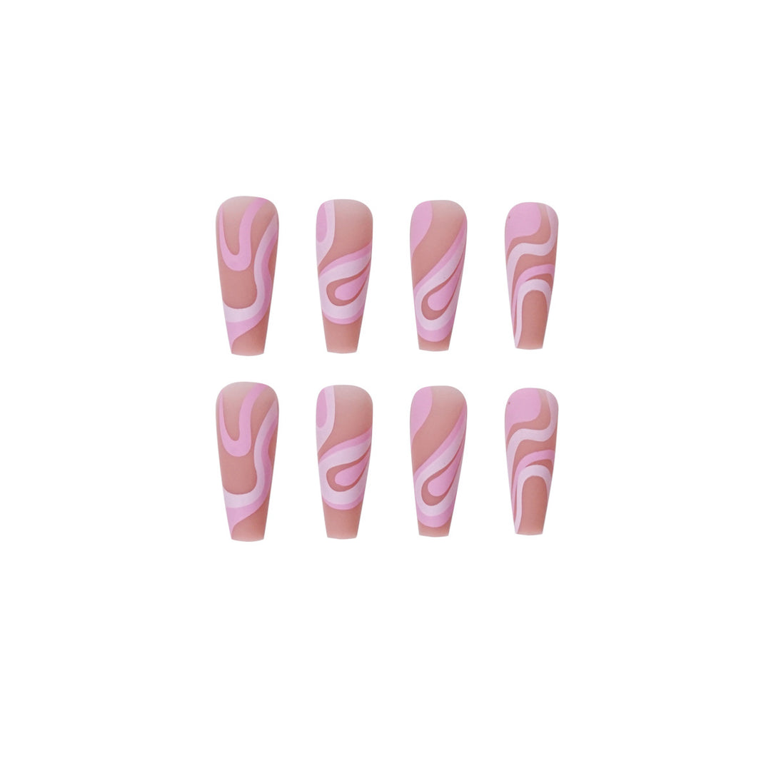 Künstliche Nagelverlängerungen mit eleganter Wellen-Design Karnz