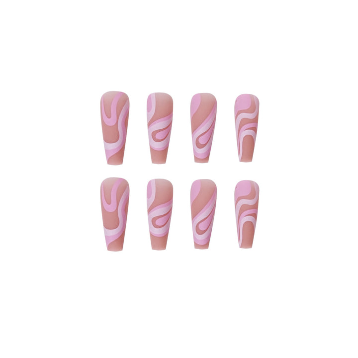 Künstliche Nagelverlängerungen mit eleganter Wellen-Design Karnz