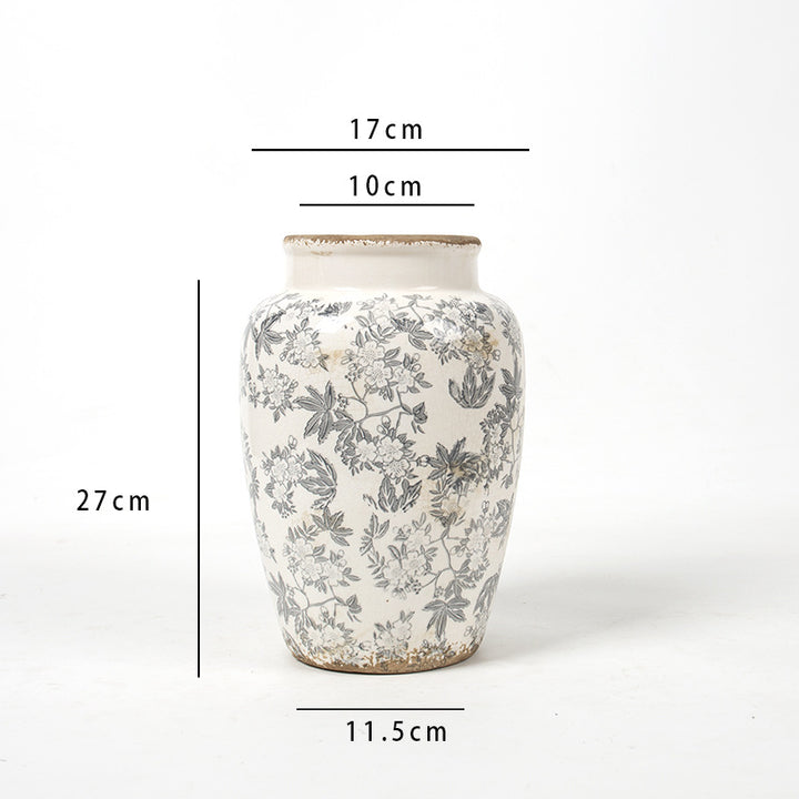Florale Keramik Vase mit kunstvollem Design Karnz