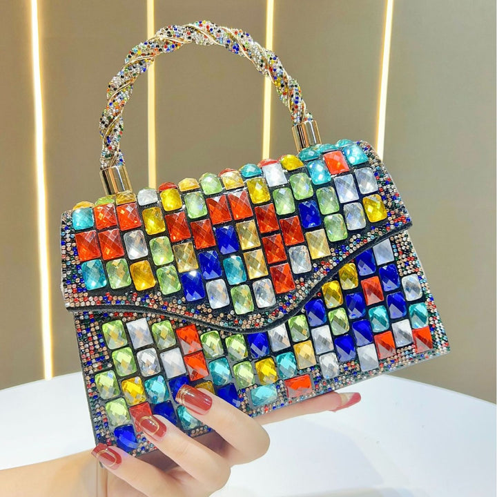 Bunte Strass Abendtasche