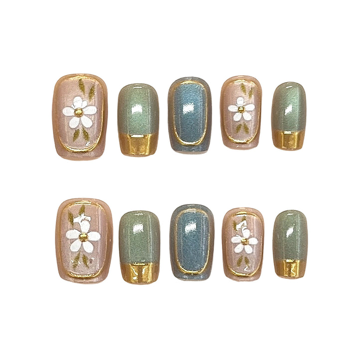 Floral Accent Press-On Nagel Kunst Set Karnz