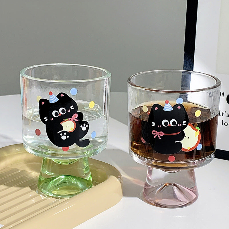 Verspieltes Trinkglas mit Katzenmotiv Karnz