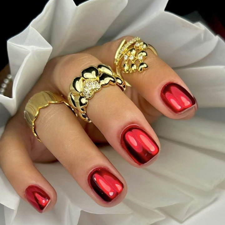 Glatte Metallic Press-On Nagel Set Karnz
