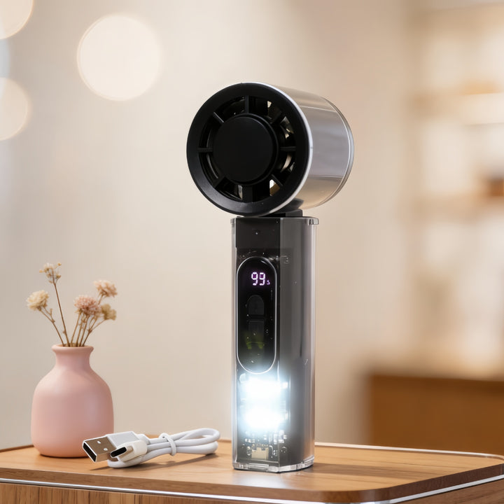 Damen Tragbarer Mini-Ventilator mit LED-Anzeige und USB-Ladefunktion Karnz