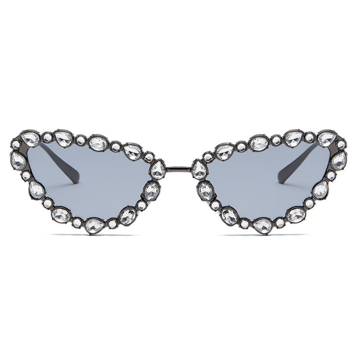 Damen Herzförmige Designer-Sonnenbrille mit glamourösem Kristallrahmen Karnz