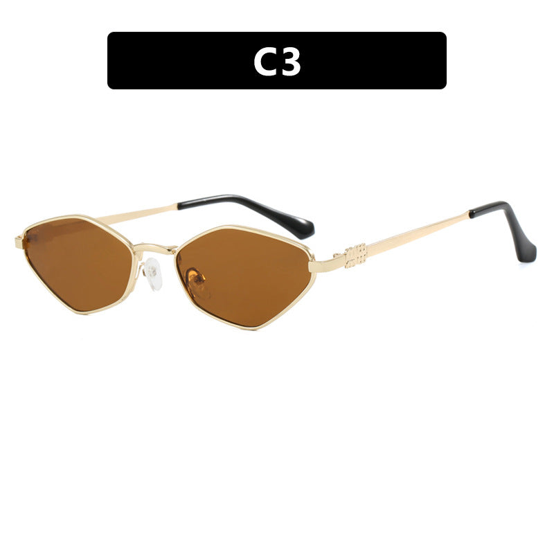 Damen geometrische Sonnenbrille mit glänzendem Metallrahmen und polarisierten Gläsern Karnz