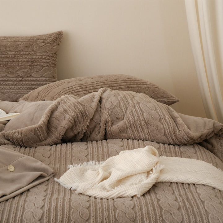 Luxuriöses strukturreiches Chenille-Kuschelbettwäscheset