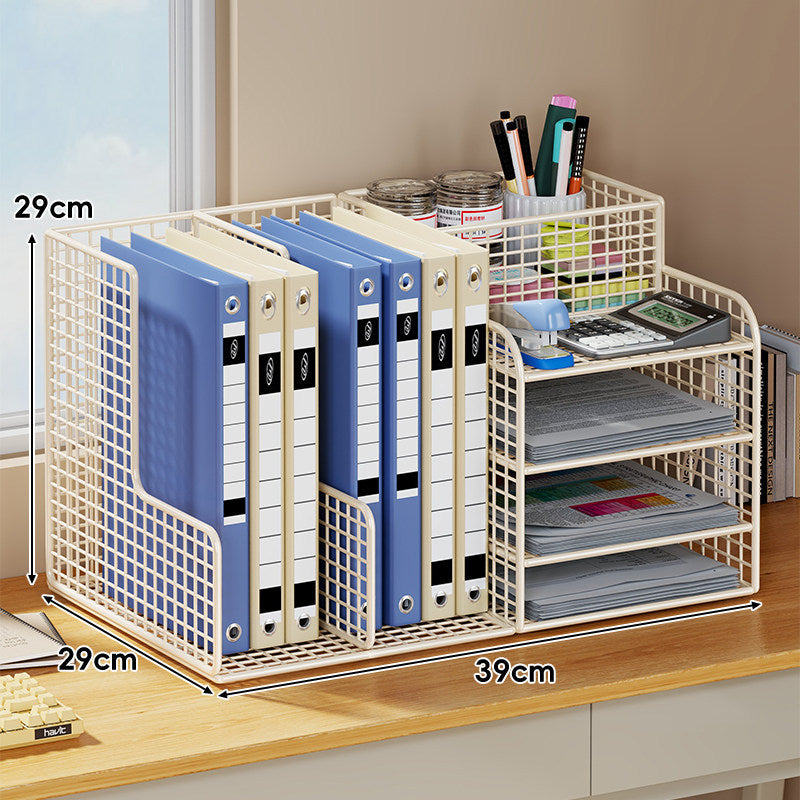 Kompakte Metall-Mesh-Schreibtisch-Briefablage mit zwei Ebenen und Aktenorganizer