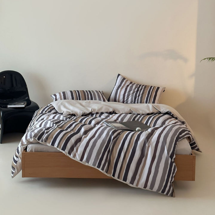 Bettbezug-Set aus Baumwollsatin mit Boho-Ethno-Muster und Wendefunktion