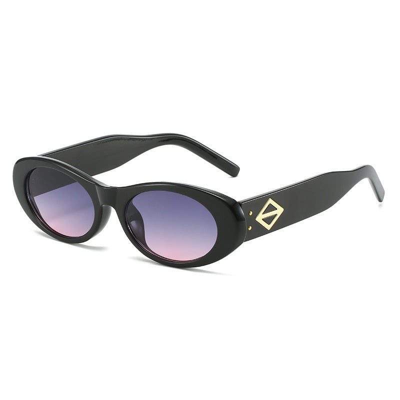 Vintage-inspirierte ovale Fassung Sonnenbrille Karnz