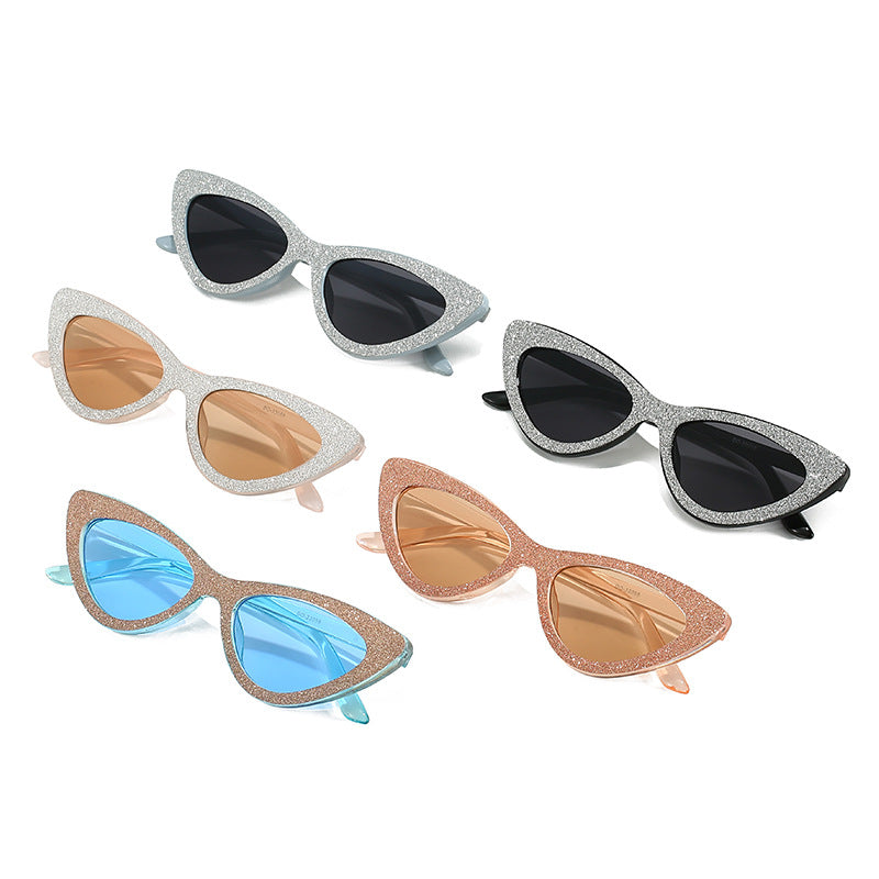 Damen Cat-Eye Sonnenbrille mit glamourösem Glitzerrahmen Karnz