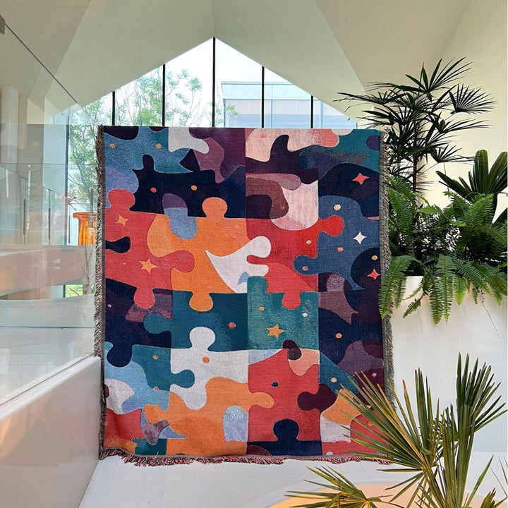 Puzzle-muster gewebte Wurfdecke