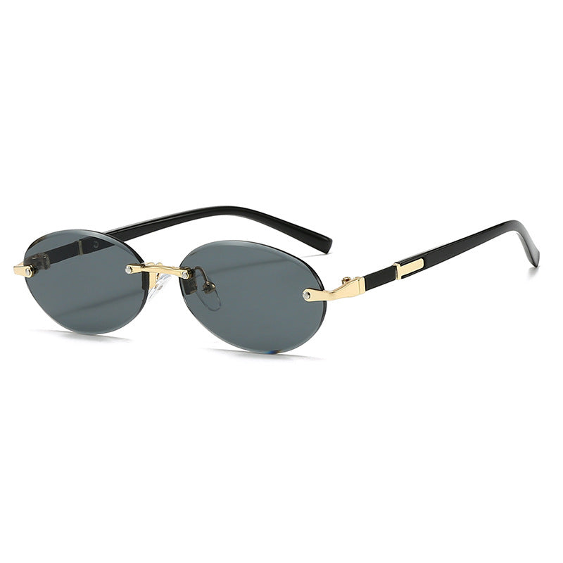 Damen modische ovale Sonnenbrille mit trendigem Metallrahmen Karnz
