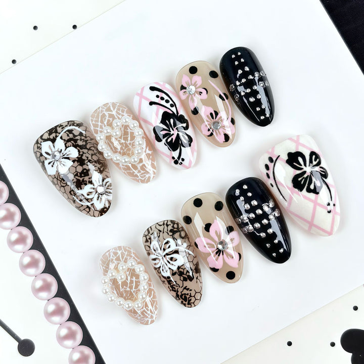 Künstlerisch Floral-Design Press-On Nagelset