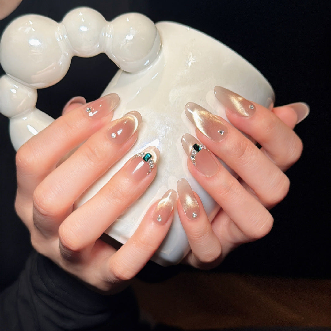 Elegante Strass Ombre Klebe-Nägel Karnz