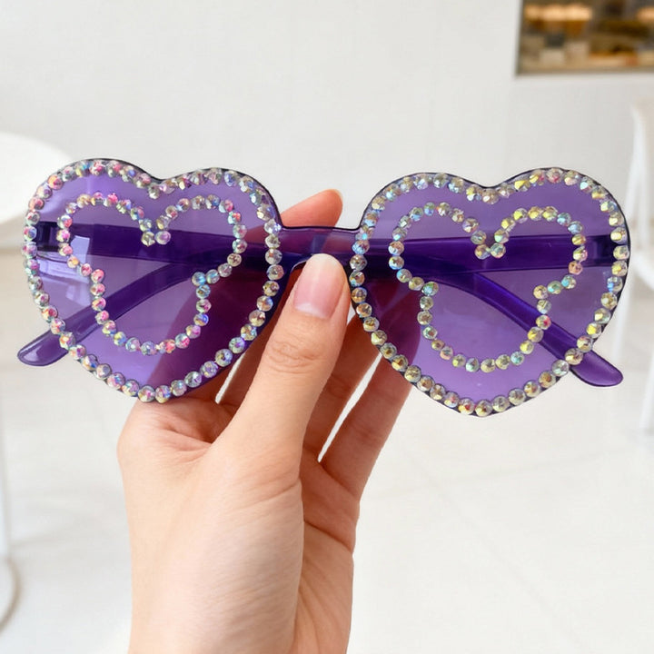 Rhinestone-besetzte herzförmige Sonnenbrille Karnz 1787141236