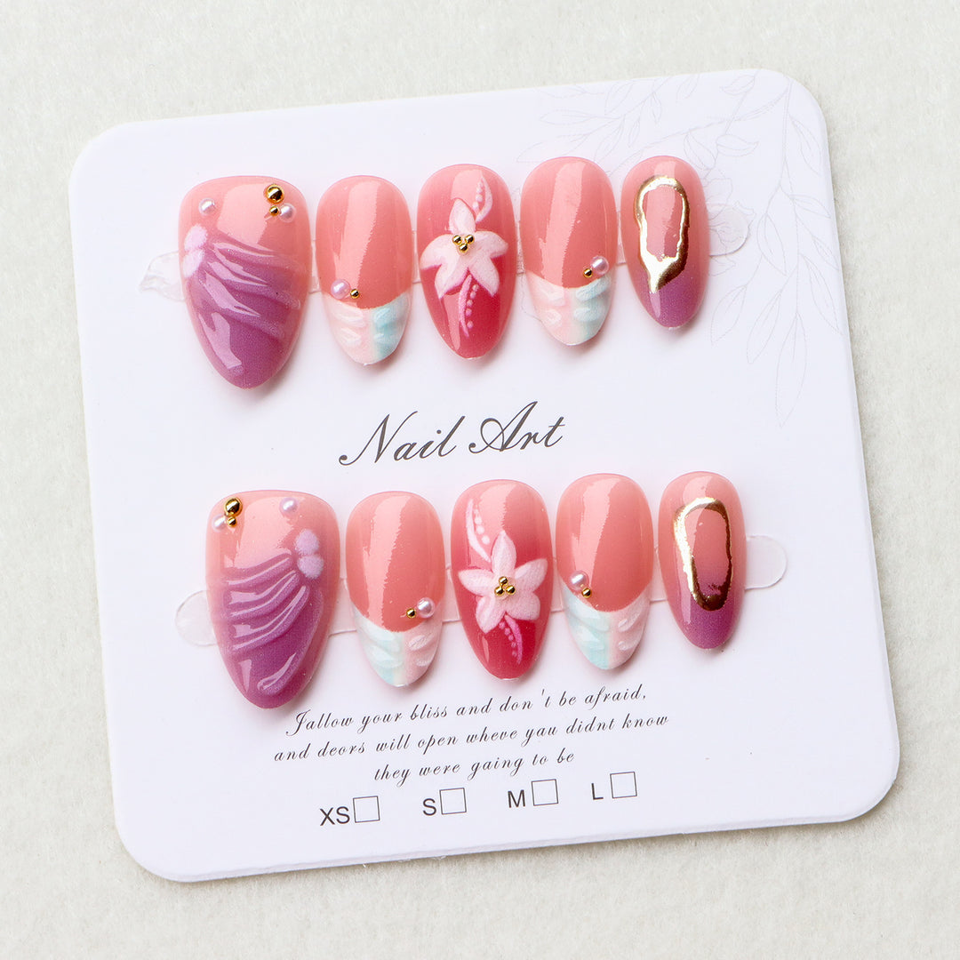 Kreatives Florales Design Press-On Nagelset