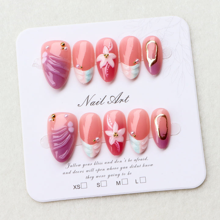 Kreatives Florales Design Press-On Nagelset