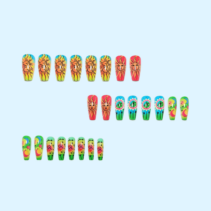 Kreative Kunstnägel im Neon-Motiv und fantastischen Mustern Karnz