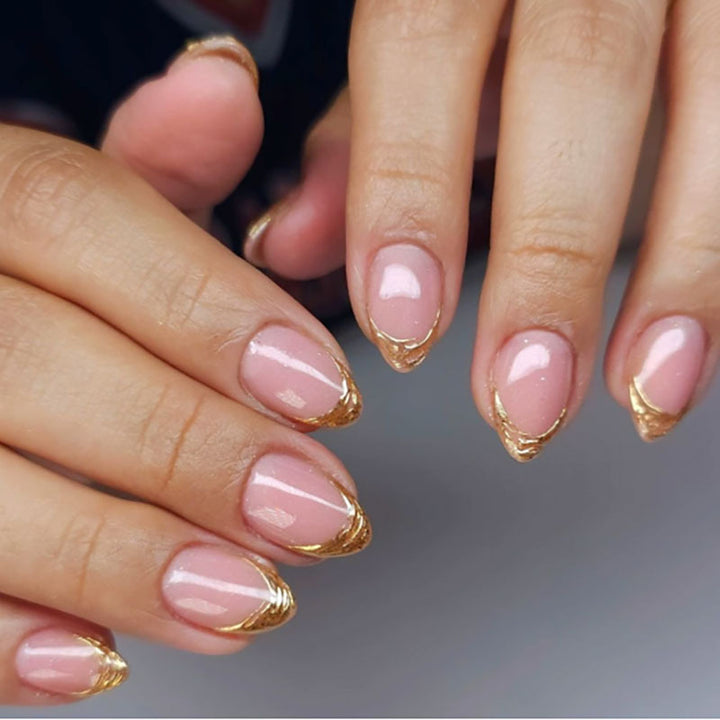 Elegante Gold-Tipped Press-On Nägel