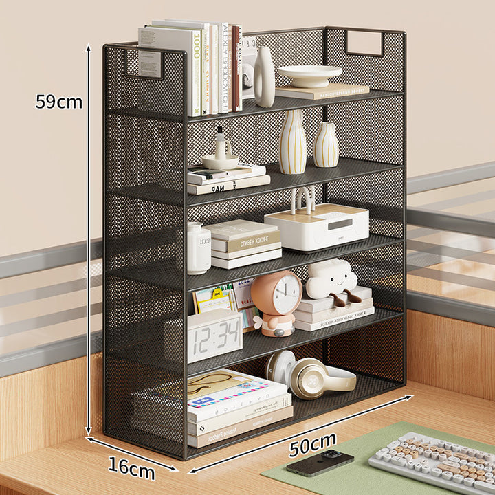 Mesh Desktop Open-Shelf Organizer mit integrierten Griffen und Trennwänden