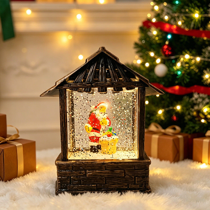 Weihnachtslaterne mit Schneekugel und LED-Beleuchtung Karnz