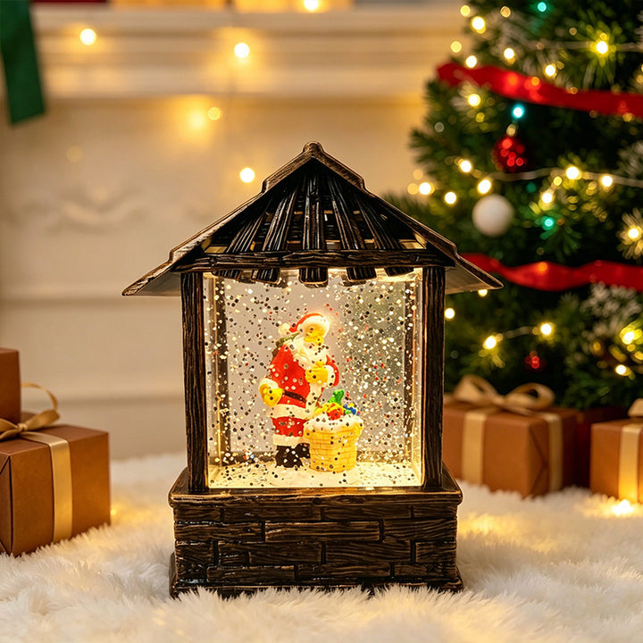 Weihnachtslaterne mit Schneekugel und LED-Beleuchtung Karnz