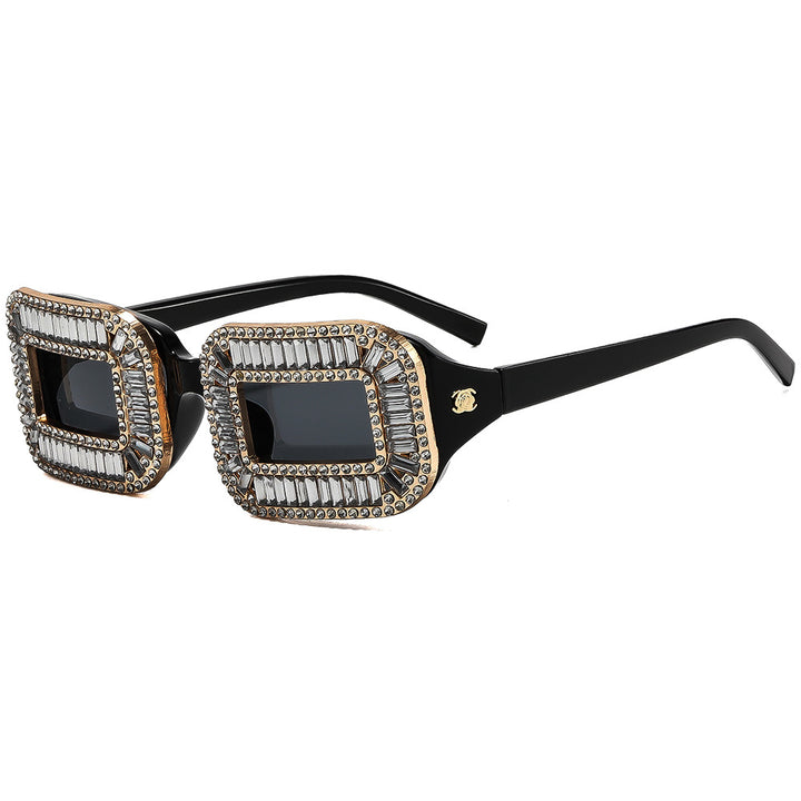 Damen Designer-Sonnenbrille mit extravaganten Nietenverzierungen Karnz