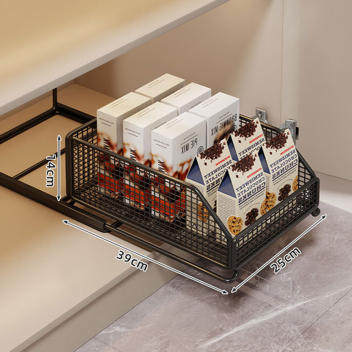 Ausziehbarer Mesh-Pantry-Schublade mit sanften Schließschienen und belüfteten Seiten