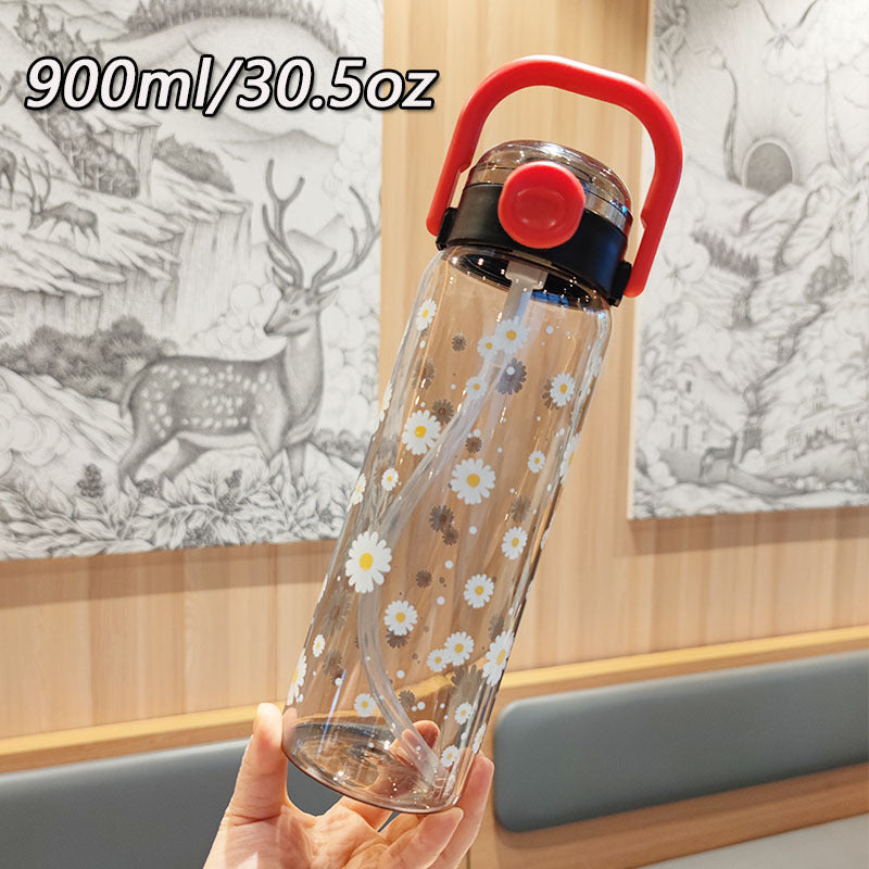 Damen Trinkflasche mit auslaufsicherem Deckel und integriertem Strohhalm Karnz