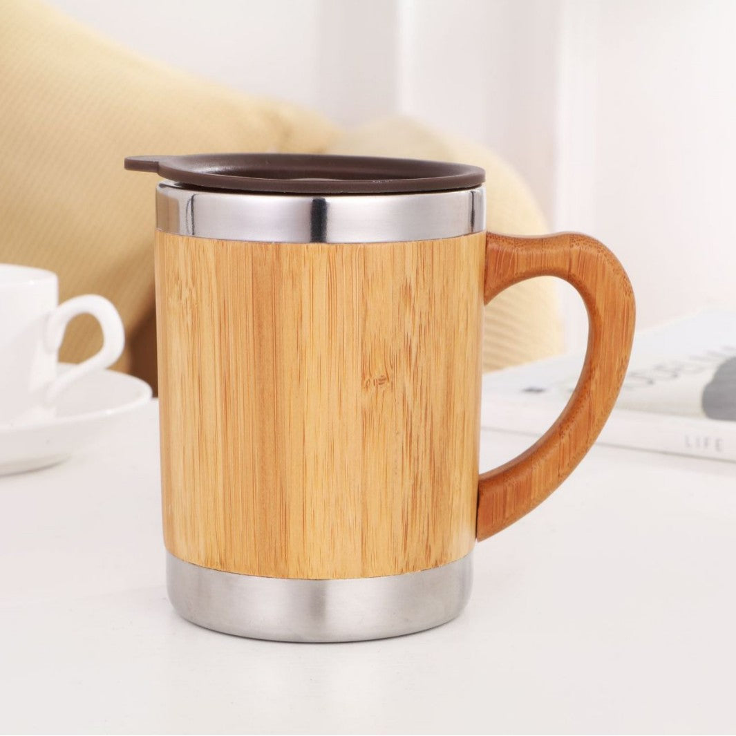 Damen nachhaltiger Isolierkaffee-Becher mit Holzgriff Karnz