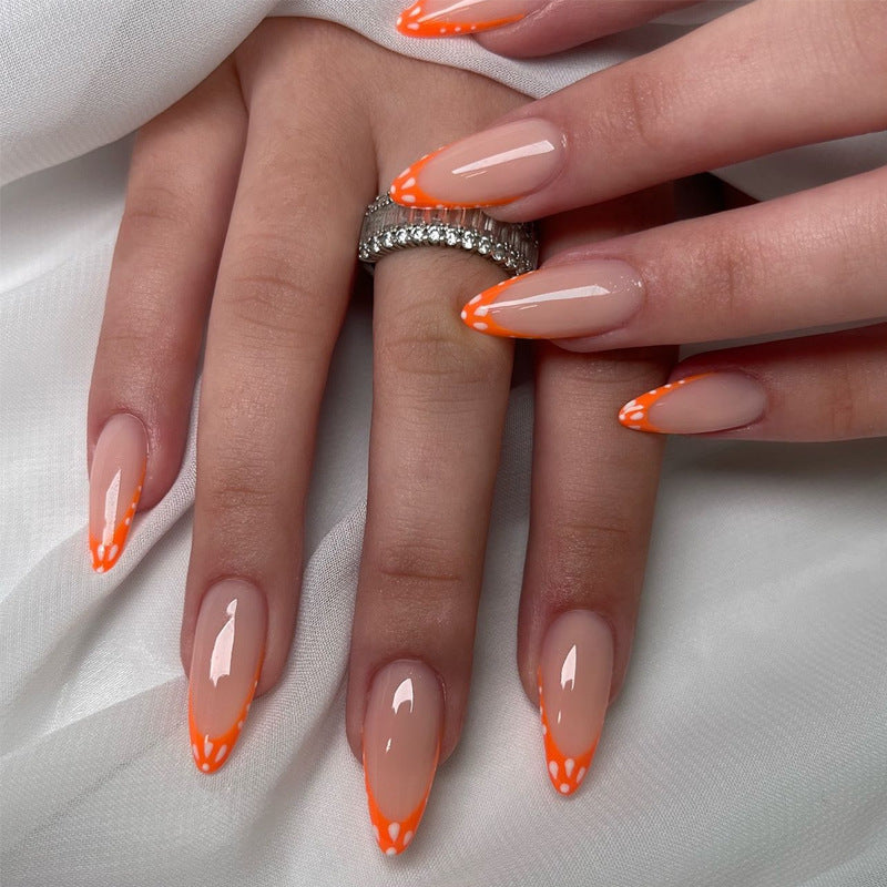 Designerin Press-On Nagelset mit Neon Französisch Tipps Karnz