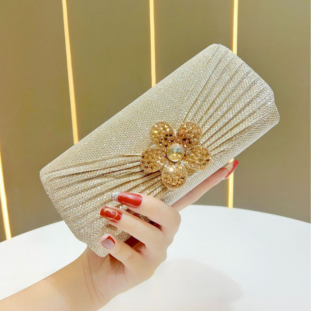 Dekorativer Strassblumen Abend-Clutch
