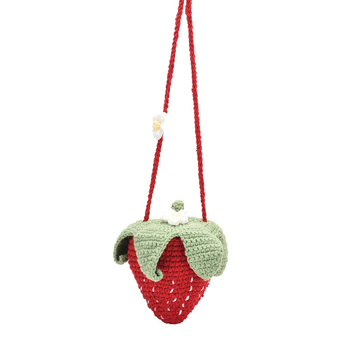 Fun Erdbeer-Themen Häkel Mini Schultertasche