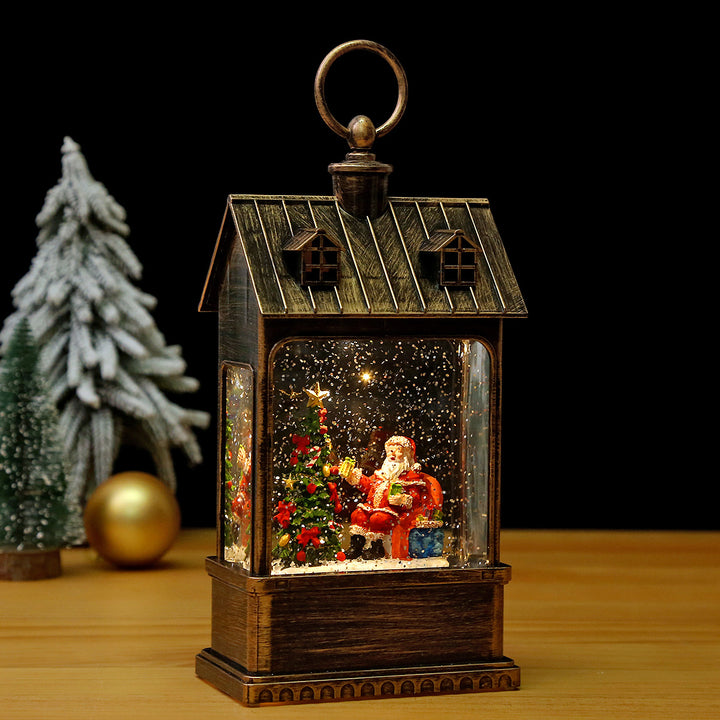 Nostalgische Weihnachtslaterne mit beweglich großem Weihnachtsmann Karnz