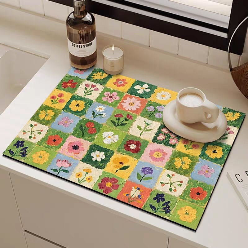 Bunte florale Küchentischmatte