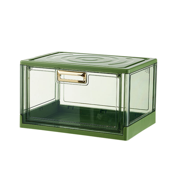 Transparente Frontklappen-Organizerbox für Schuhe und Kleinteile mit abnehmbarem Deckel