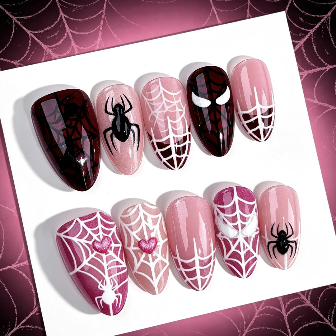 Themen Press-On Nagel Set mit Spider Design