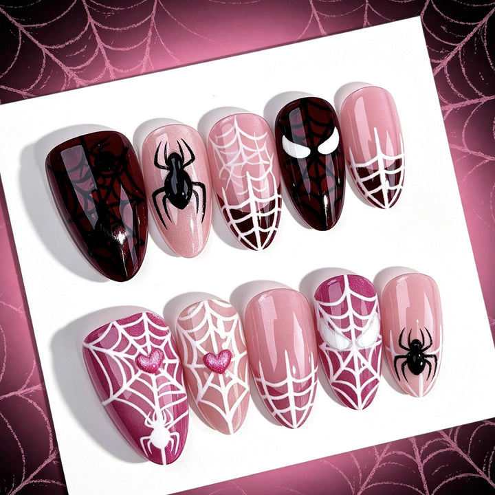 Themen Press-On Nagel Set mit Spider Design