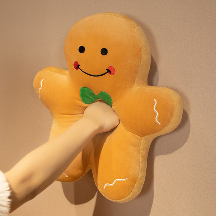 Plüsch Schneemann Dekoratives Kuschelkissen mit gesticktem Gesicht, Schal & Pompon-Hut Karnz