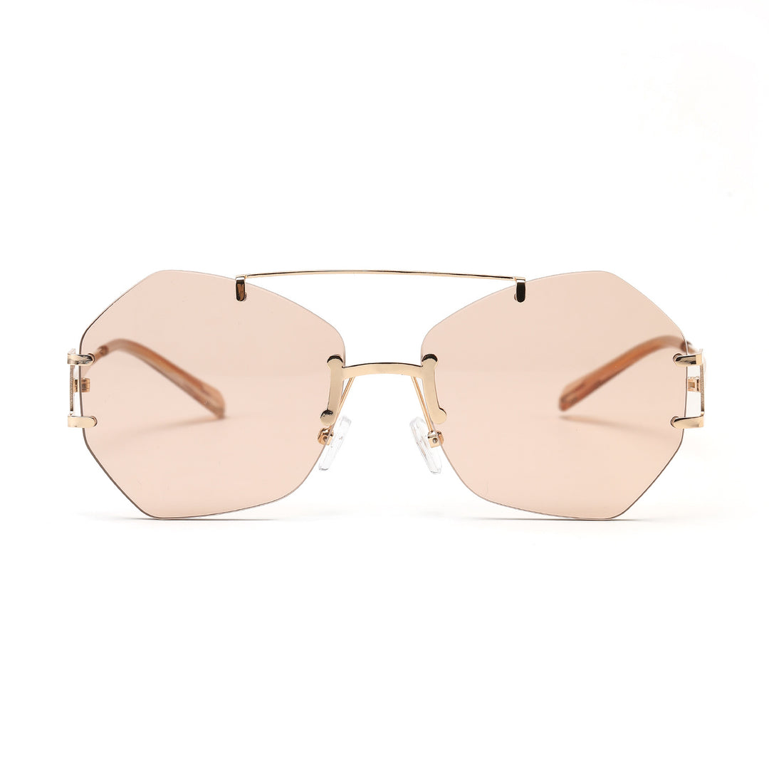 Damen modische achtkantige Sonnenbrille mit filigranem Metallrahmen Karnz