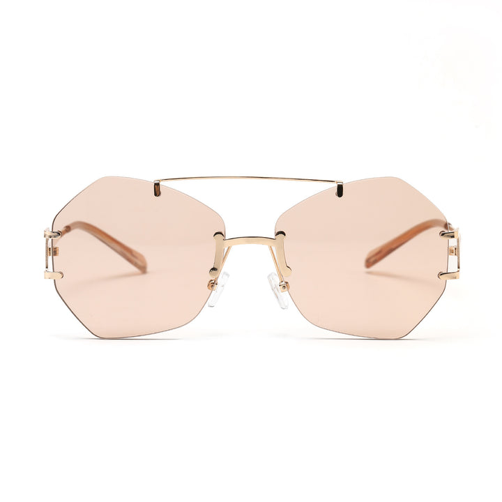 Damen modische achtkantige Sonnenbrille mit filigranem Metallrahmen Karnz
