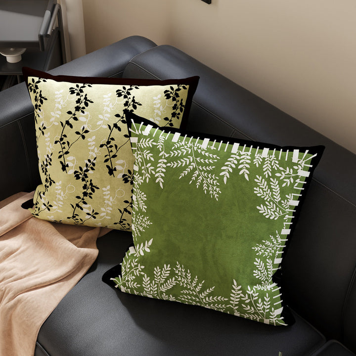 Botanical Microfiber Suede Throw Pillow Cover with Hidden Zipper