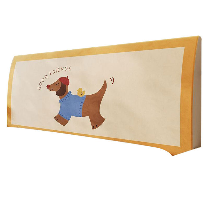 Upholstered Headboard Protector Cover with Cartoon Dog Suede-Look Finish