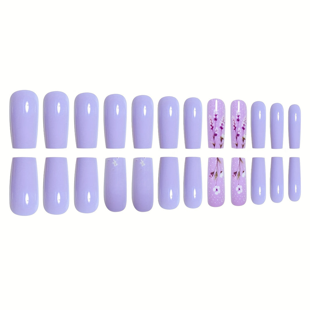Künstlerisch gestaltetes florales Acryl-Nagel-Set Karnz