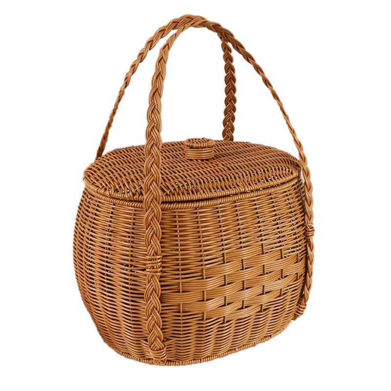 Handgefertigter Rattan Aufbewahrungskorb Karnz