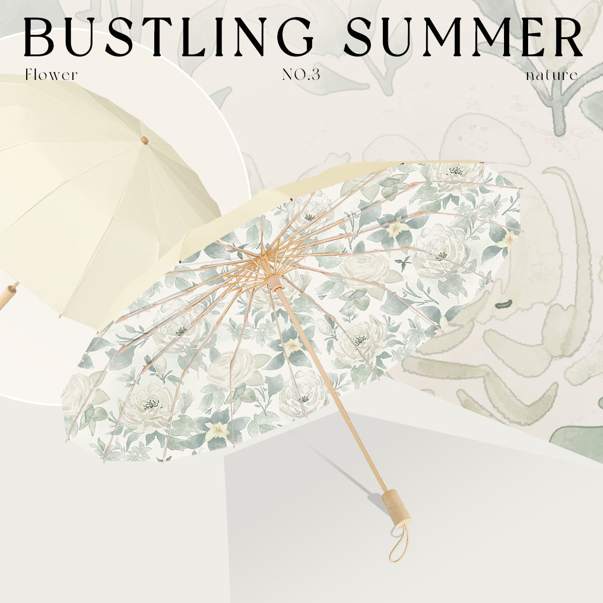 Damen eleganter Floral-Regenschirm mit manueller Öffnungsmechanik Karnz