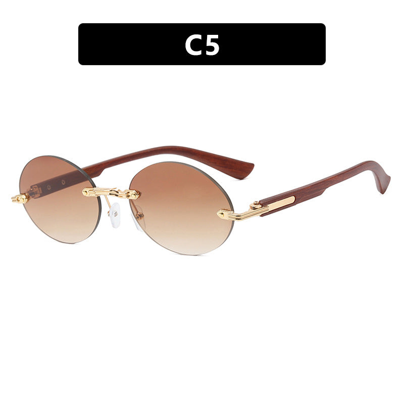 Damen runde Sonnenbrille mit elegantem Holzrahmen und UV-Schutz Karnz