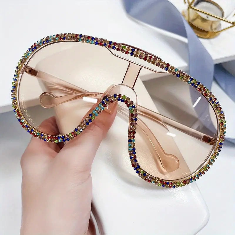 Damen extravagante Sonnenbrille mit funkelndem Rahmen Karnz
